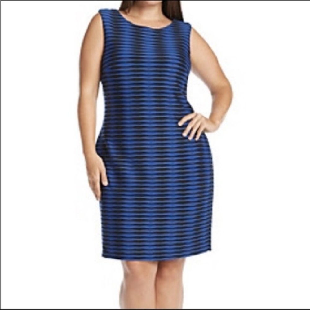 Calvin Klein sheath blue&black sleeveless dress